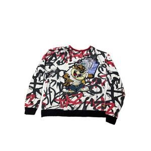 Vintage Looney Tunes Taz Graffiti Boombox Sweatshirt 90s Distressed Y2K